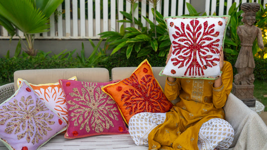 Appliqué Cushion Cover Set (Set of 5)
