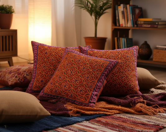 Aari Embroidery Cushion Cover