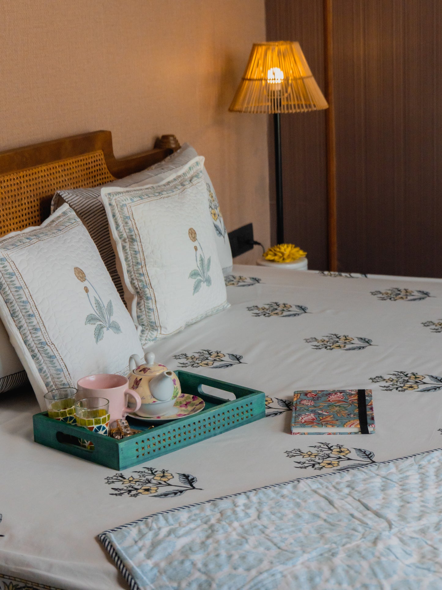 Hand Block Print Percale Cotton Double Bedsheet