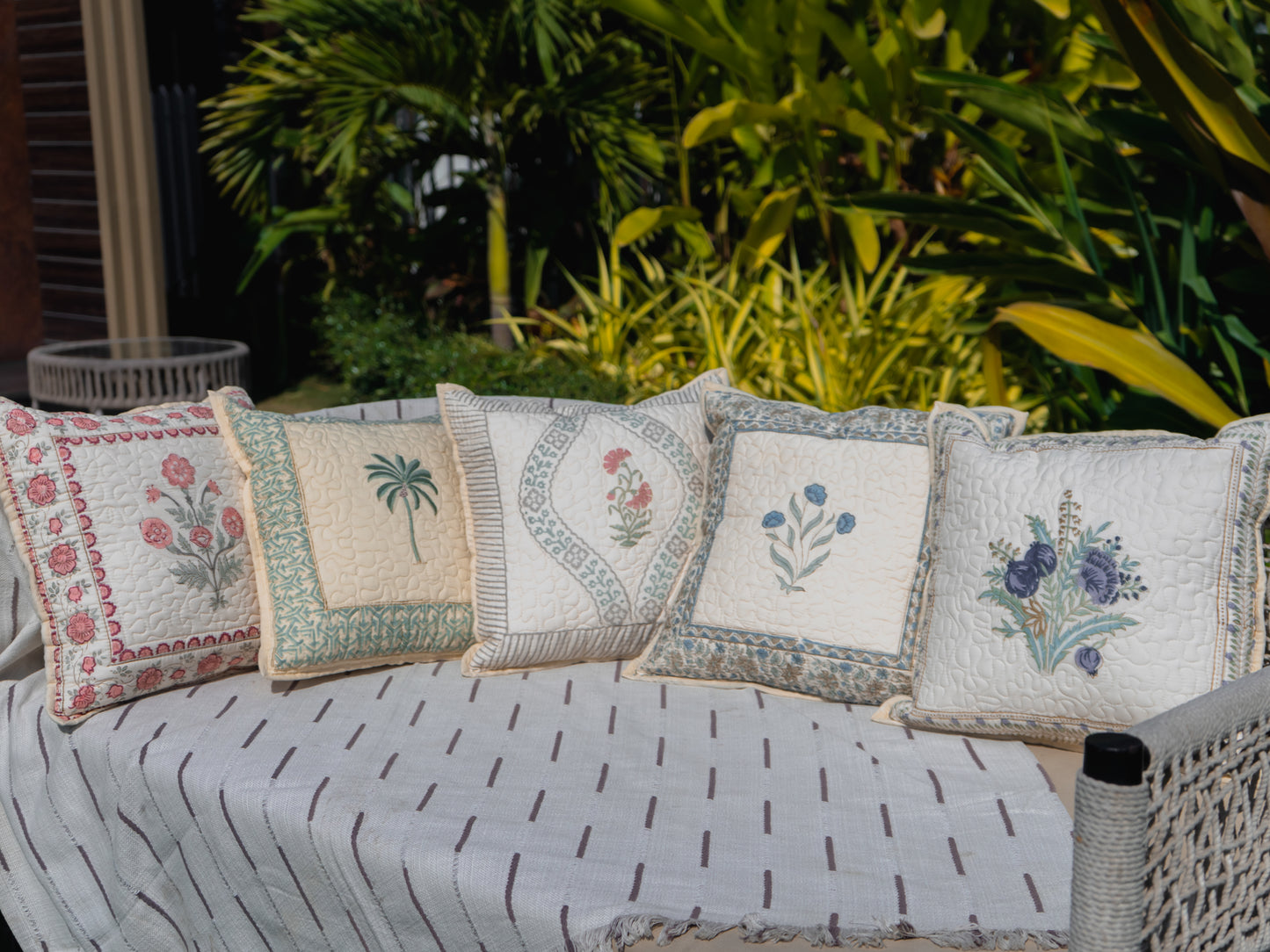 Hand Block Print Quilted Cushion Cover