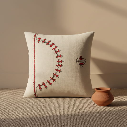 Hand-Painted Cotton Cushion Cover
