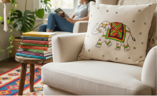 Hand-Painted Cotton Cushion Cover