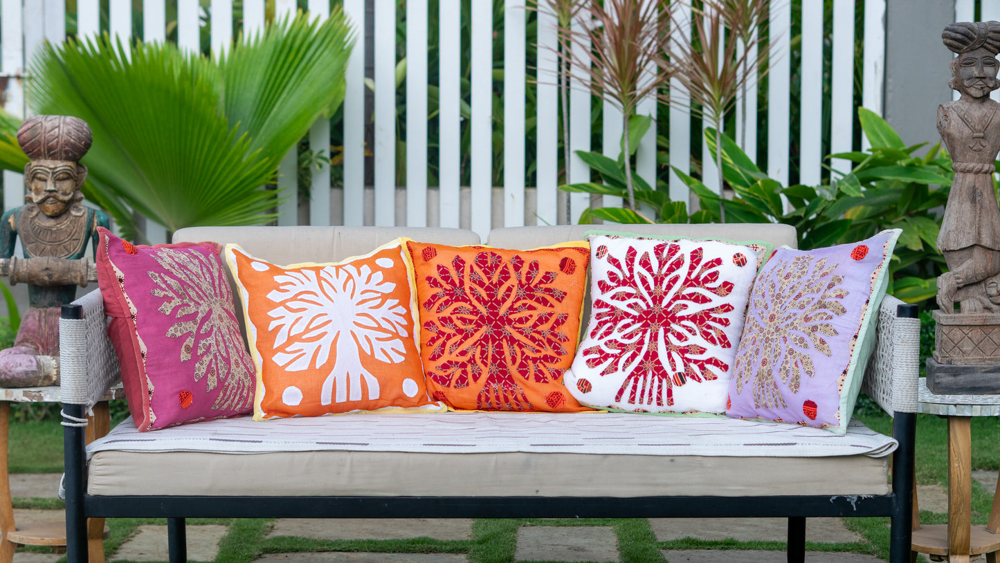 Appliqué Cushion Cover Set (Set of 5)