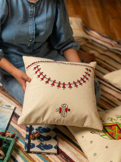 Hand-Painted Cotton Cushion Cover