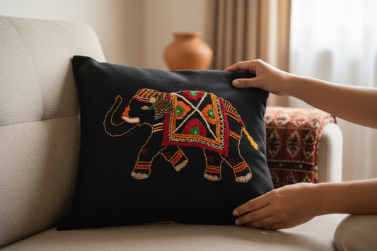 Soof Hand-Embroidered Cotton Cushion Cover