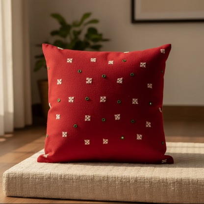 Sindhi Hand-Embroidered Cotton Cushion Cover