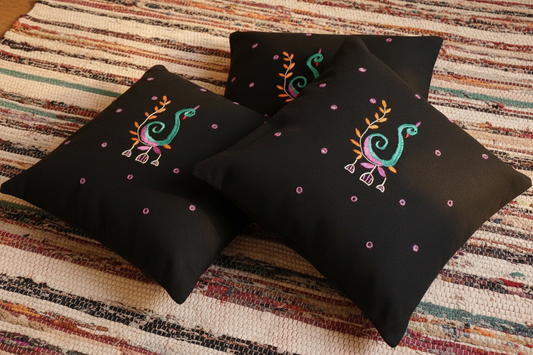 Ahir Hand-Embroidered Cotton Cushion Cover