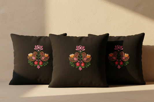 Nerans Hand-Embroidered Cotton Cushion Cover
