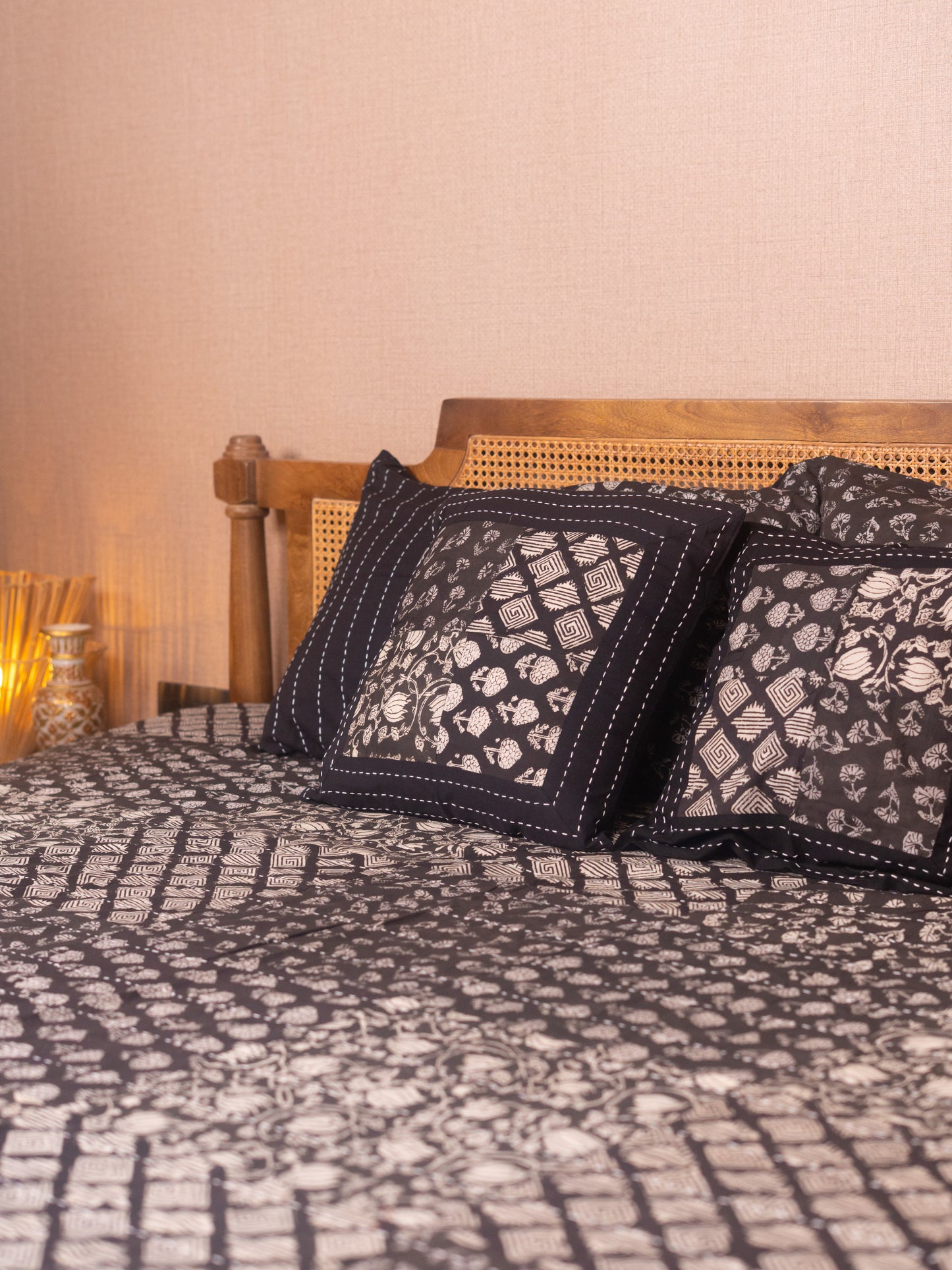 Kantha - Bagru Block Print Super King Bedsheet