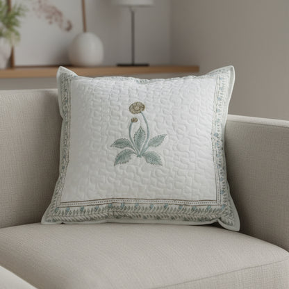 Hand Block Print Quilted Cushion Cover