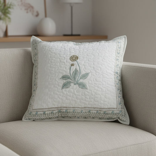 Hand Block Print Quilted Cushion Cover