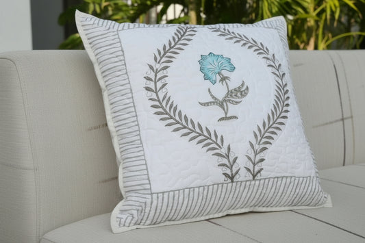 Hand Block Print Quilted Cushion Cover
