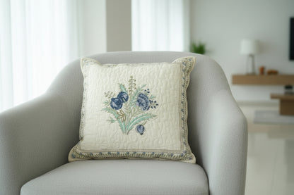 Hand Block Print Quilted Cushion Cover