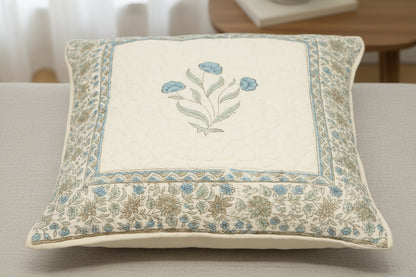 Hand Block Print Quilted Cushion Cover