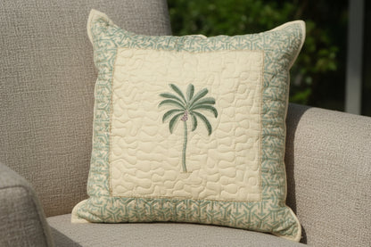 Hand Block Print Quilted Cushion Cover