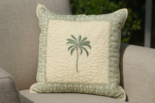Hand Block Print Quilted Cushion Cover