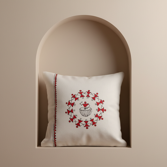 Hand-Painted Cotton Cushion Cover