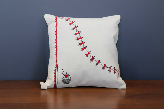 Hand-Painted Cotton Cushion Cover