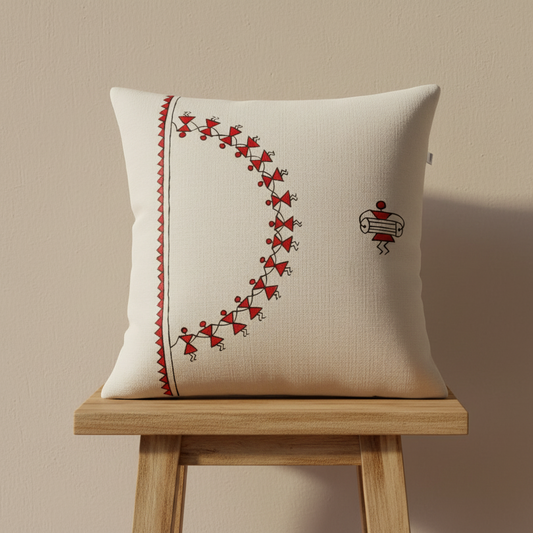 Hand-Painted Cotton Cushion Cover