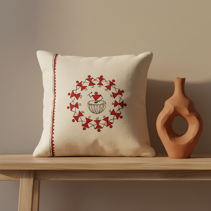 Hand-Painted Cotton Cushion Cover