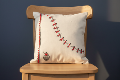Hand-Painted Cotton Cushion Cover