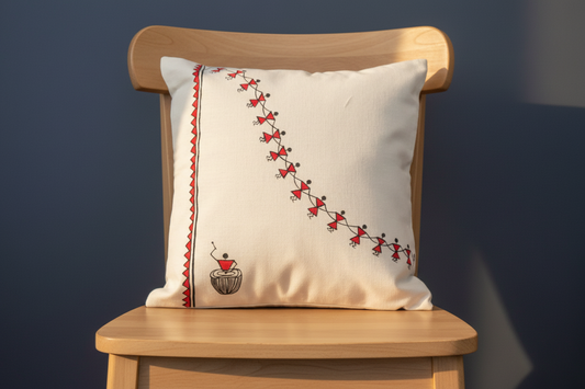 Hand-Painted Cotton Cushion Cover