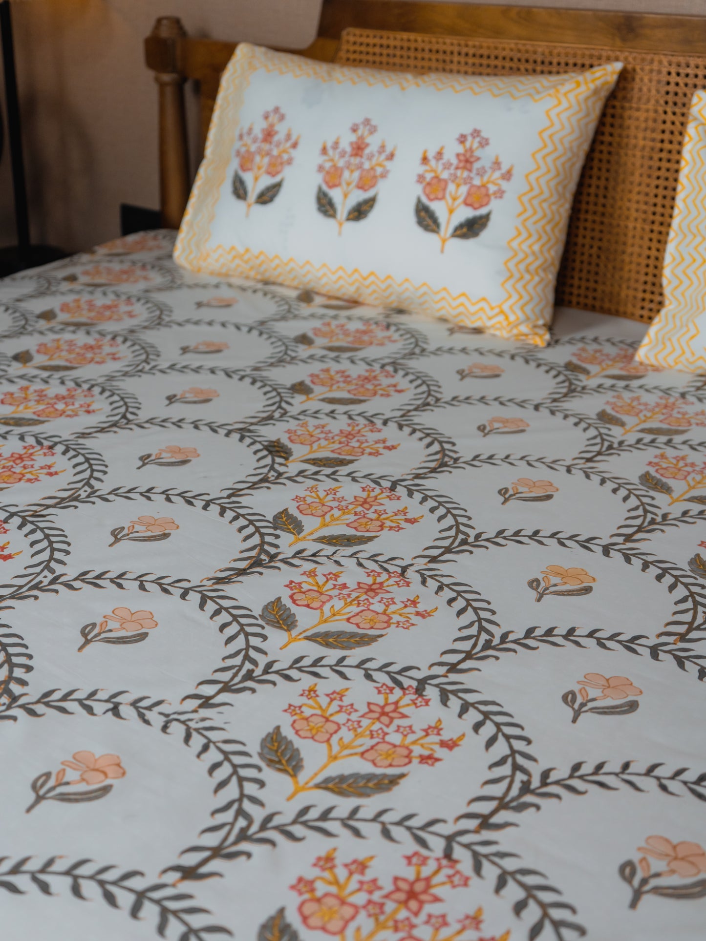 Hand Block Print Percale Cotton Double Bedsheet