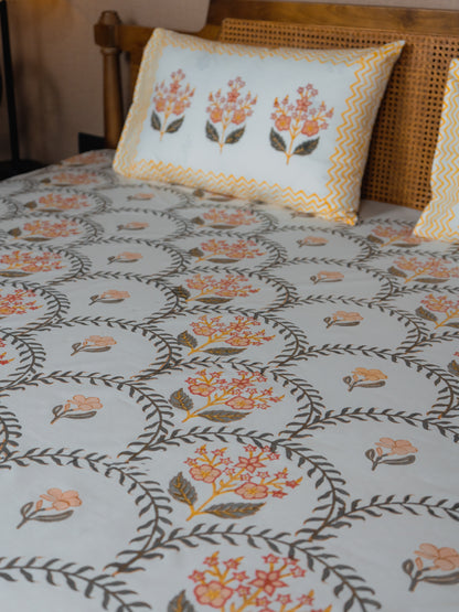 Hand Block Print Percale Cotton Double Bedsheet