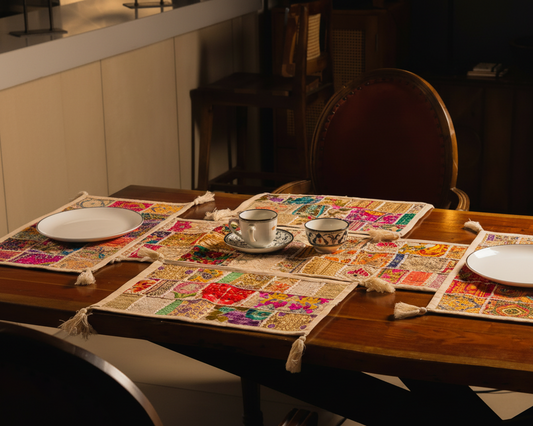 Khambadiya Patchwork Table Runner Set (Runner + 6 Mats)
