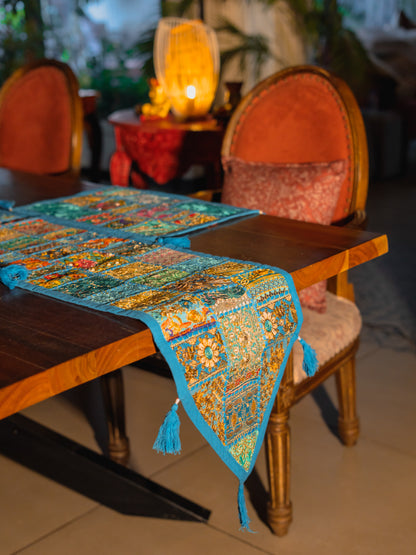 Khambadiya Patchwork Table Runner Set (Runner + 6 Mats)