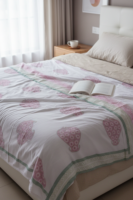 Hand Block Print Muslin Dohar - Single Bed