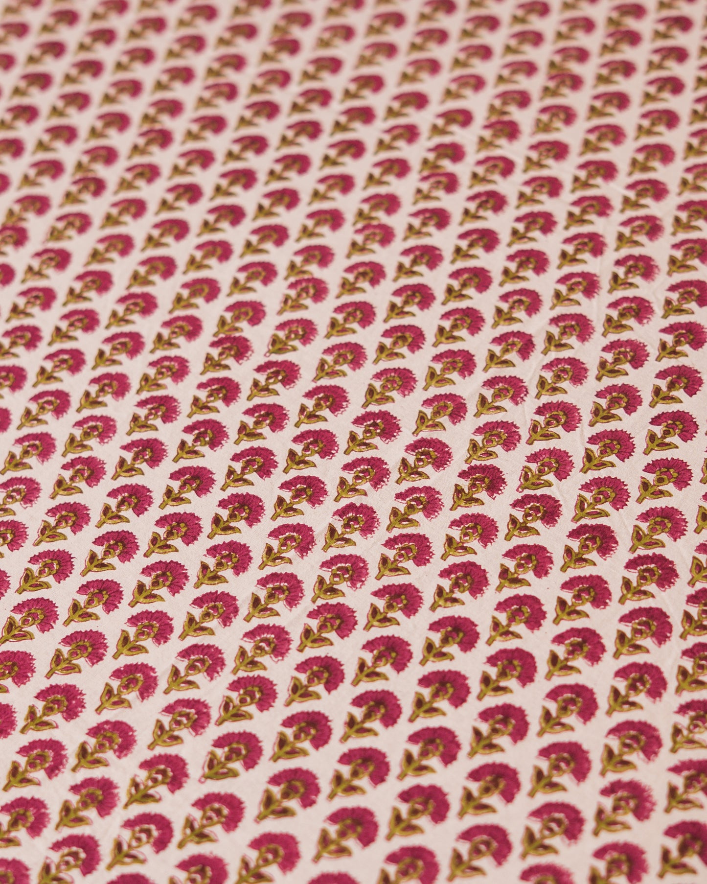 Close-up of Wildflower Hall Jaipur Block Print showcasing intricate floral detailing.