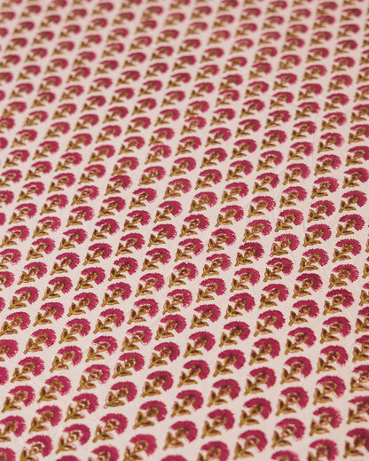 Close-up of Wildflower Hall Jaipur Block Print showcasing intricate floral detailing.