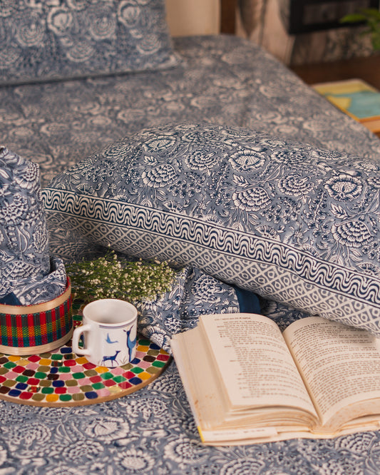 Close-up of Poonam Bagh Jaipur Block Print showcasing intricate floral detailing