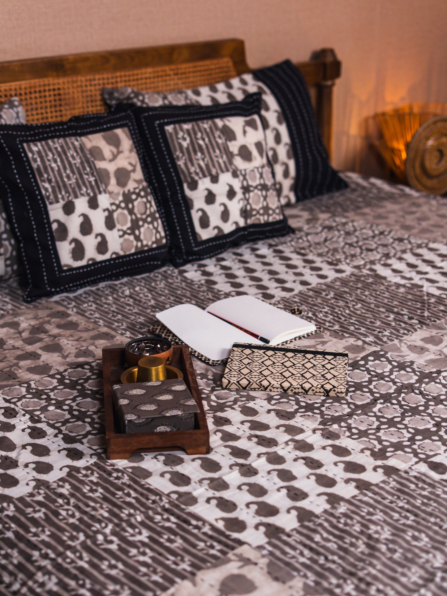 Kantha - Bagru Block Print Super King Bedsheet