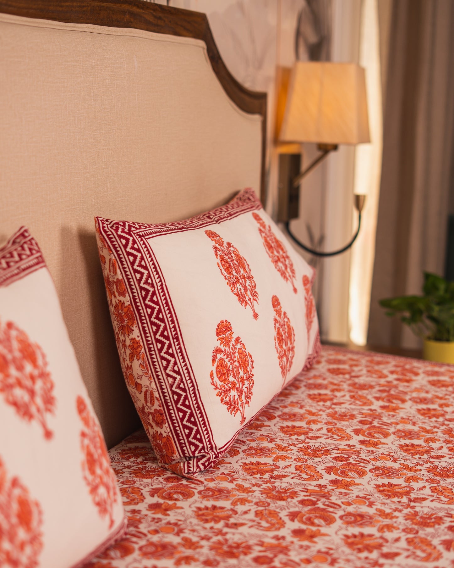 Close-up of Heirloom Garden Jaipur Block Print showcasing intricate floral detailing.