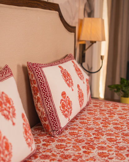 Close-up of Heirloom Garden Jaipur Block Print showcasing intricate floral detailing.