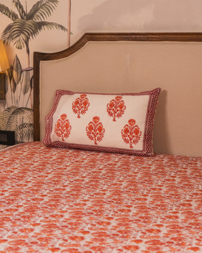 Close-up of Heirloom Garden Jaipur Block Print showcasing intricate floral detailing.
