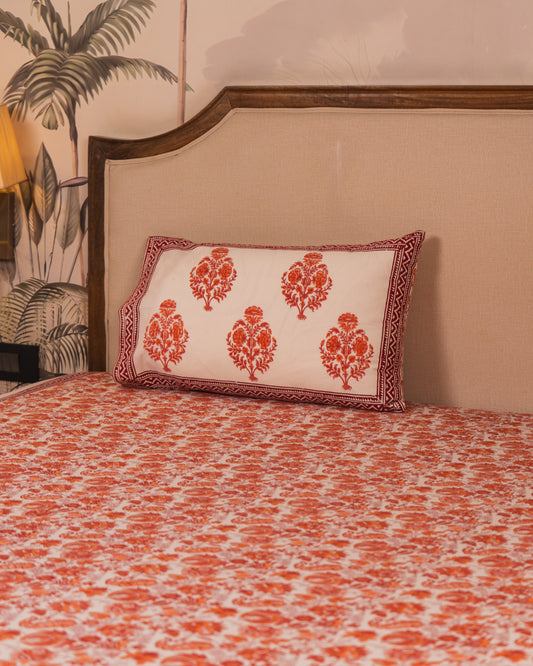 Close-up of Heirloom Garden Jaipur Block Print showcasing intricate floral detailing.