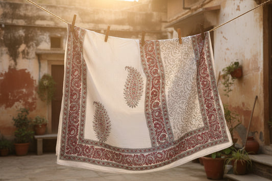 Hand Block Print Cotton Double Bedsheet