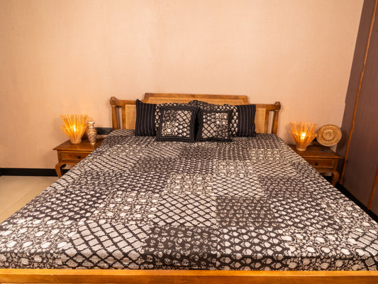 Kantha - Bagru Block Print Super King Bedsheet