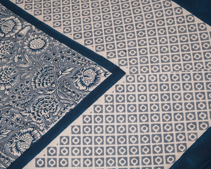 Poonam Bagh bedsheet border detail with coordinated Jaipur block print design.