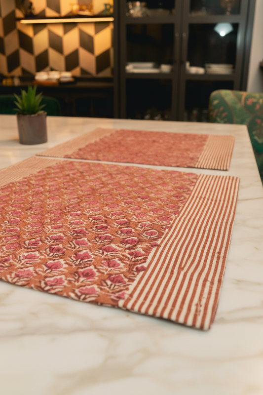 Close-up of Mauve Verandah Jaipur Block Print showcasing intricate handcrafted detailing.