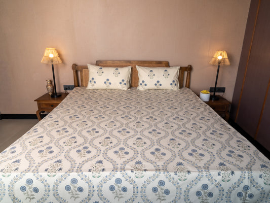 Hand Block Print Percale Cotton Double Bedsheet