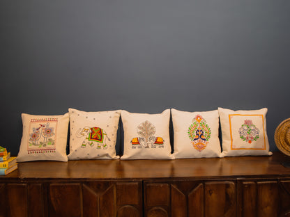 Hand-Painted Cotton Cushion Cover