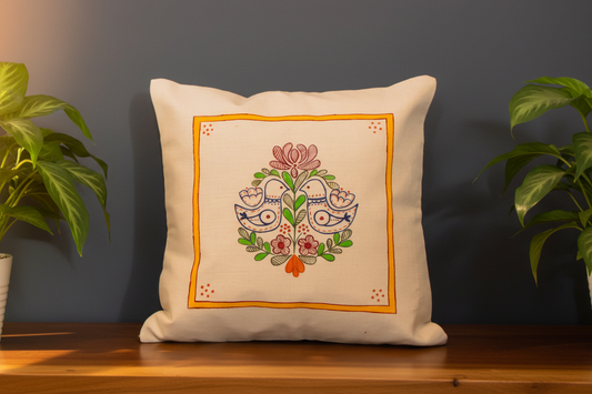 Hand-Painted Cotton Cushion Cover