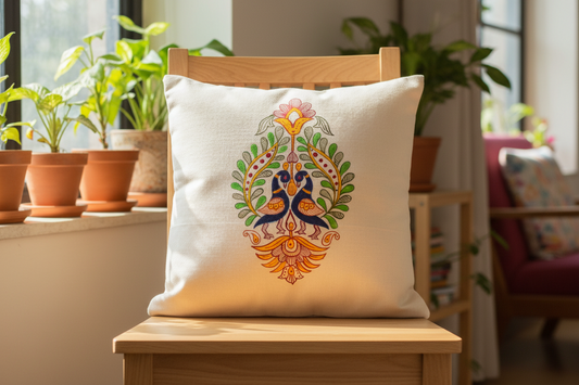 Hand-Painted Cotton Cushion Cover