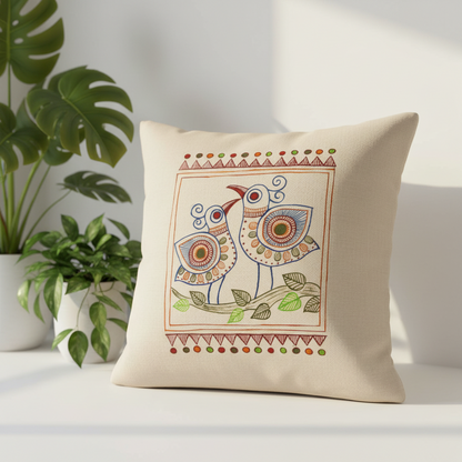Hand-Painted Cotton Cushion Cover