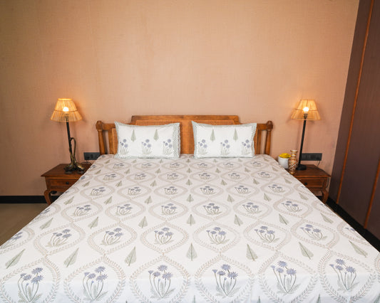 Hand Block Print Percale Cotton Double Bedsheet