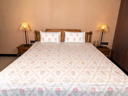 Hand Block Print Percale Cotton Double Bedsheet
